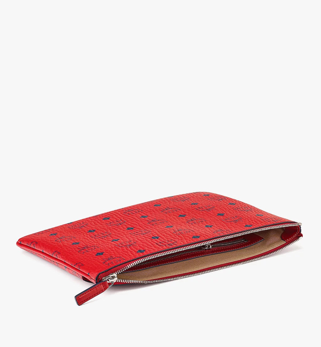 MCM LOGO CROSSBODY POUCH/ CLUTCH VISETOS CANDY RED