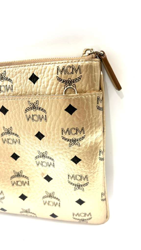 MCM VISETOS MONOGRAM MEDIUM METALLIC LEATHER CROSSBODY BAG