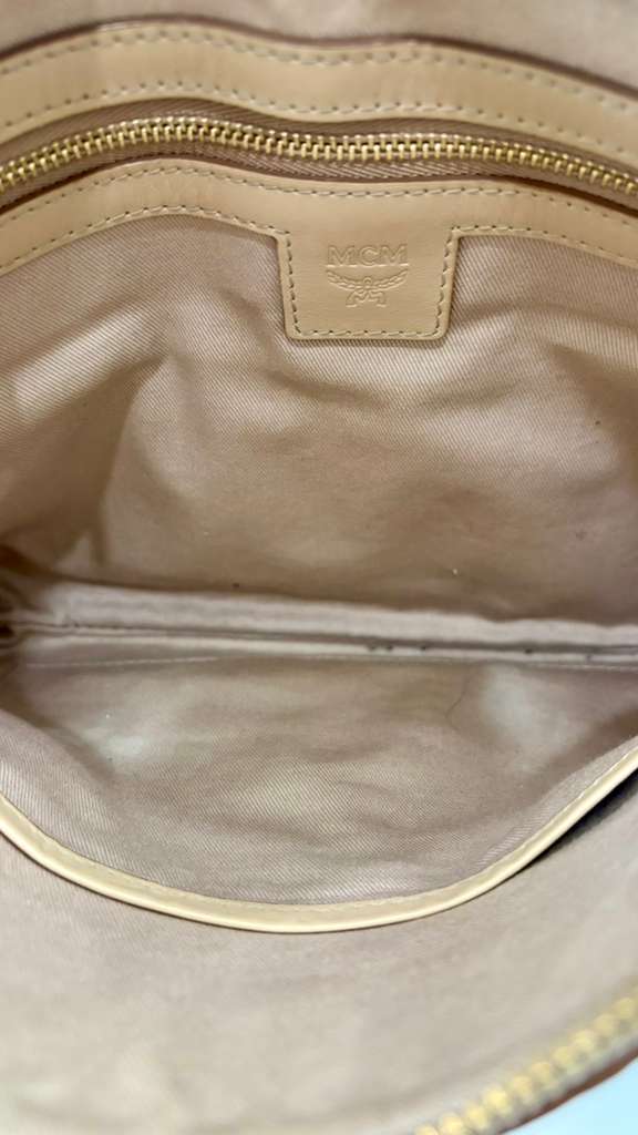 MCM VISETOS MONOGRAM MEDIUM METALLIC LEATHER CROSSBODY BAG
