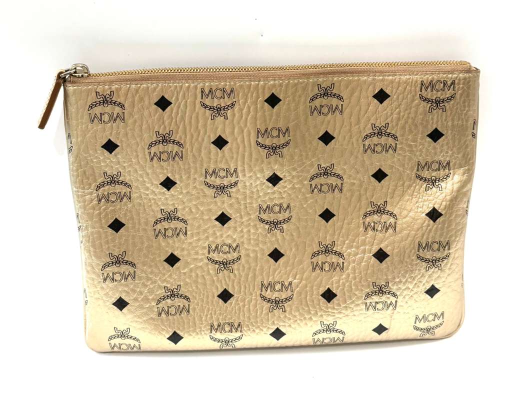 MCM VISETOS MONOGRAM MEDIUM METALLIC LEATHER CROSSBODY BAG