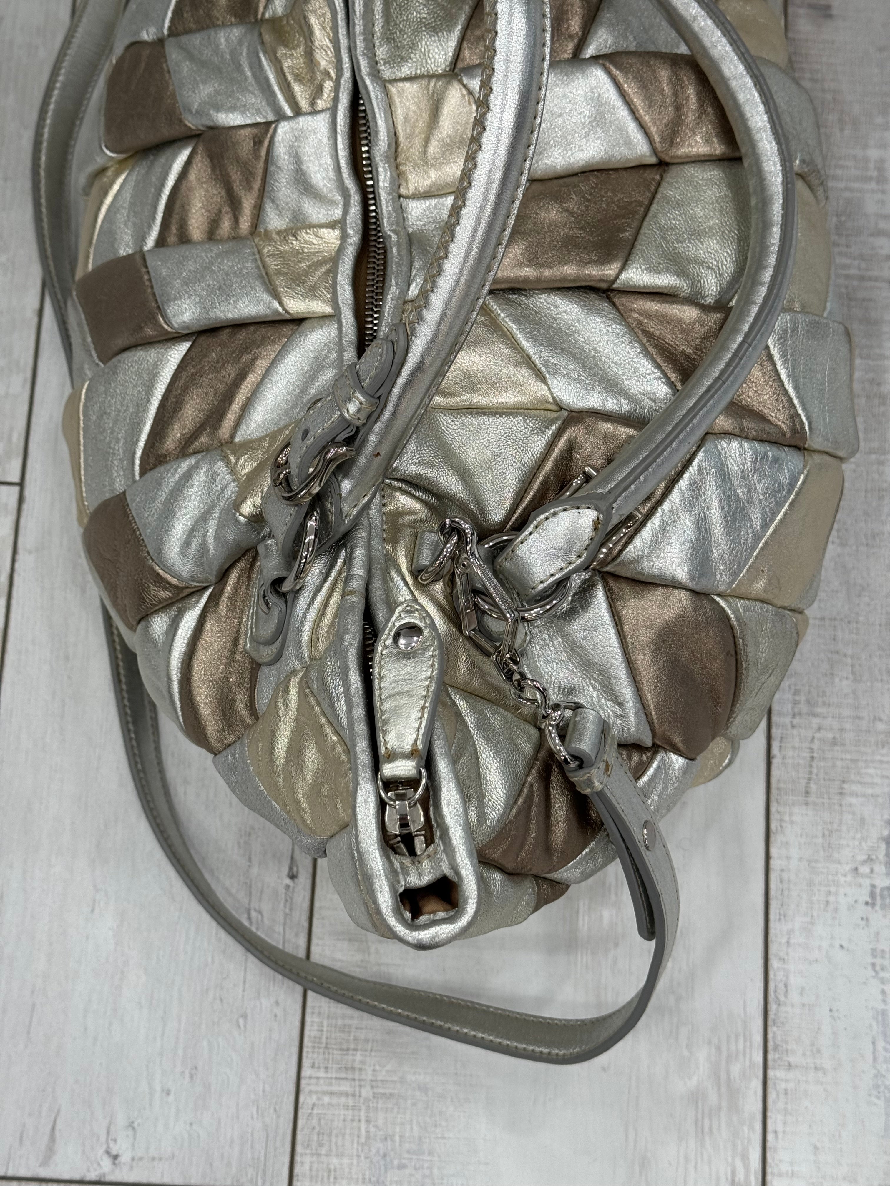 MIU MIU METALLIC LEATHER HARLEQUIN TOTE BAG