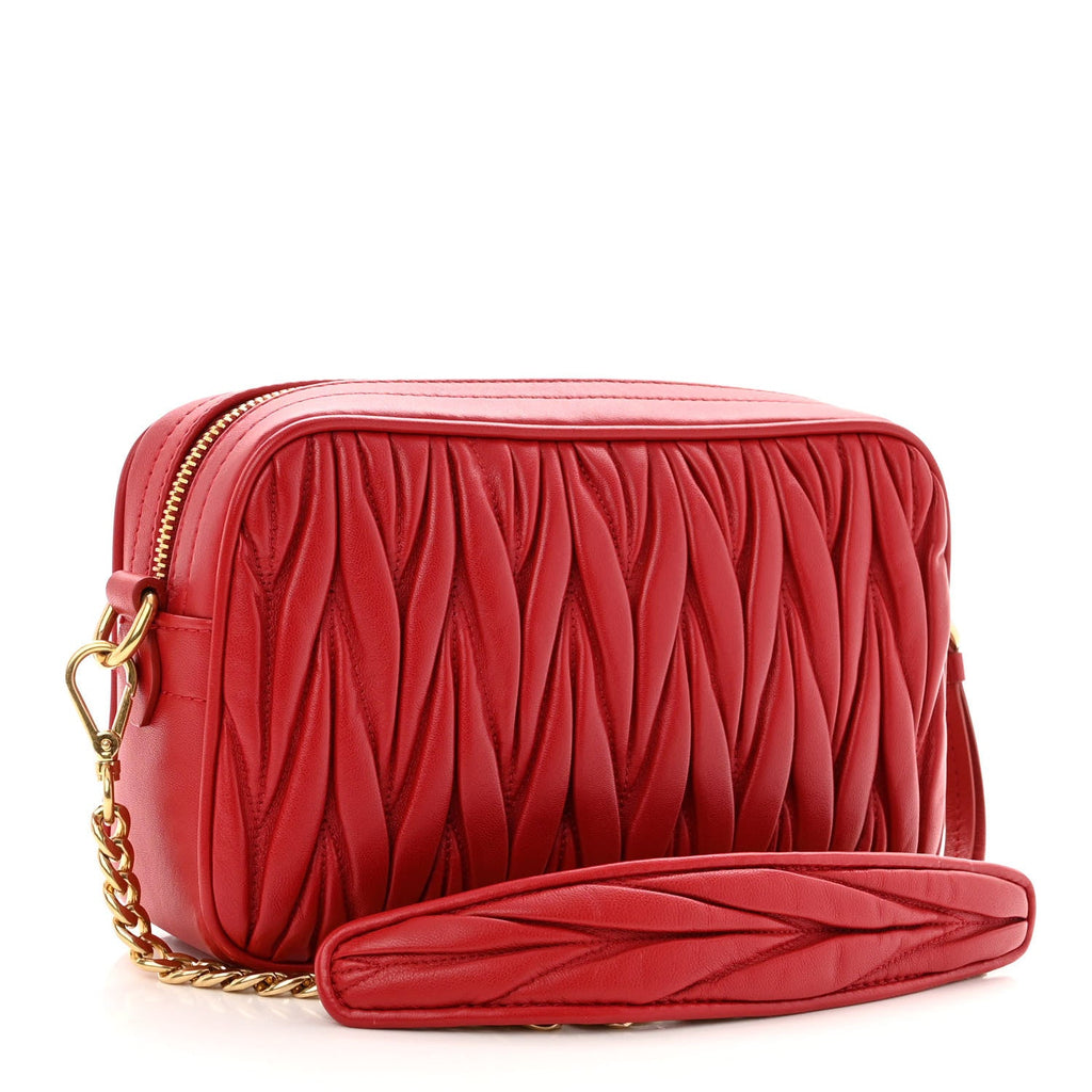 MIU MIU MATELASSÉ NAPPA LEATHER CAMERA CHAIN BAG