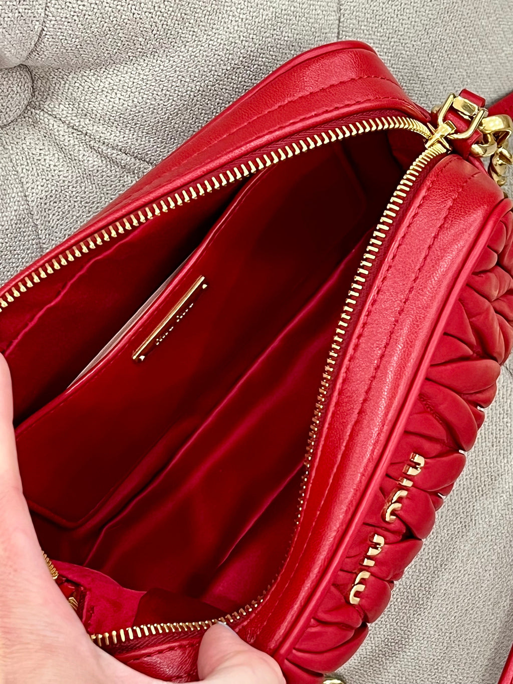 MIU MIU MATELASSÉ NAPPA LEATHER CAMERA CHAIN BAG