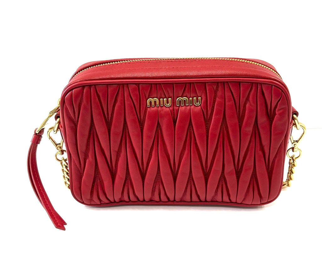 MIU MIU MATELASSÉ NAPPA LEATHER CAMERA CHAIN BAG