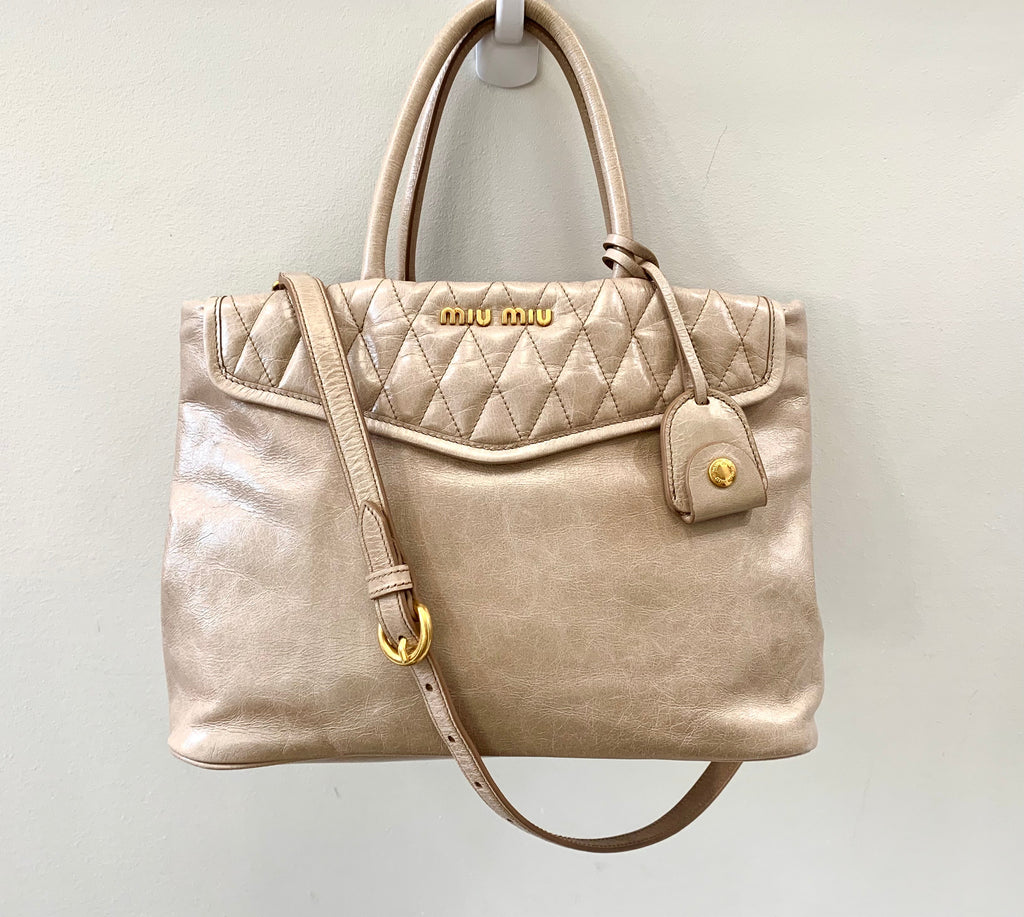 MIU MIU BEIGE LEATHER SATCHEL