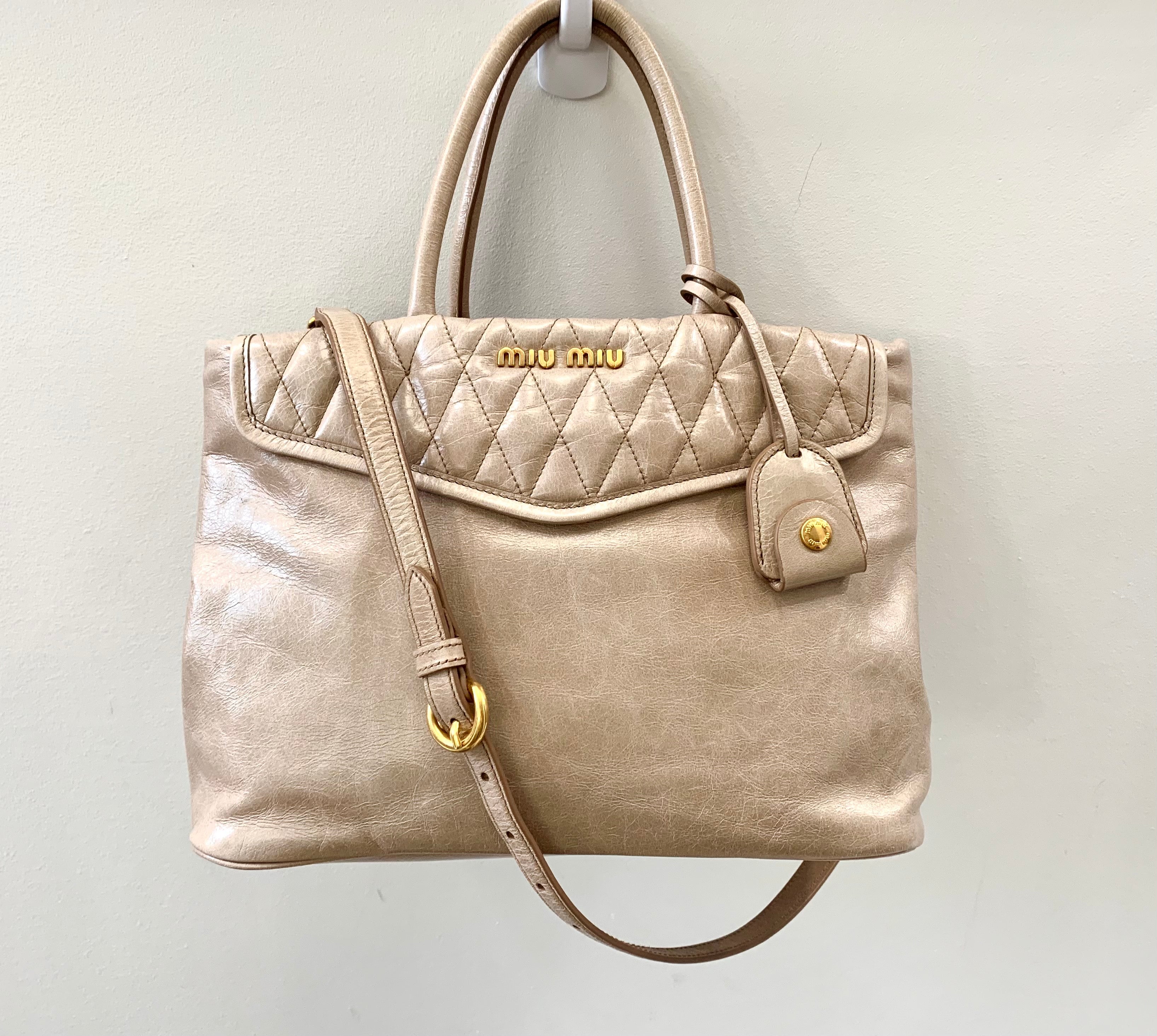 MIU MIU BEIGE LEATHER SATCHEL