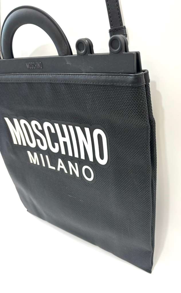 MOSCHINO MILANO MESH LOGO SHOPPER BAG