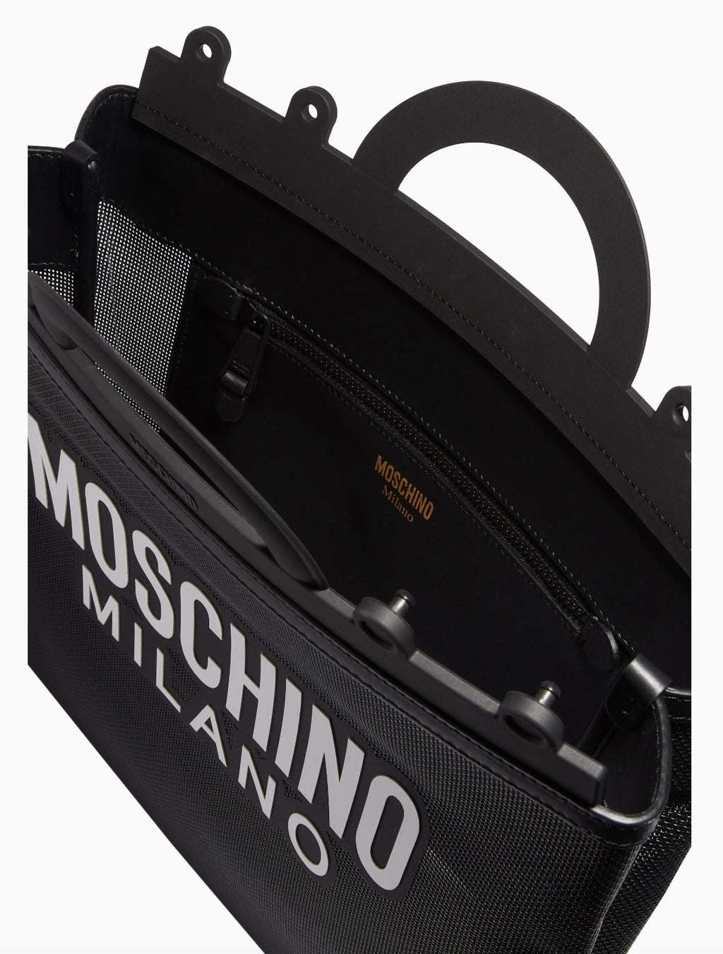 MOSCHINO MILANO MESH LOGO SHOPPER BAG