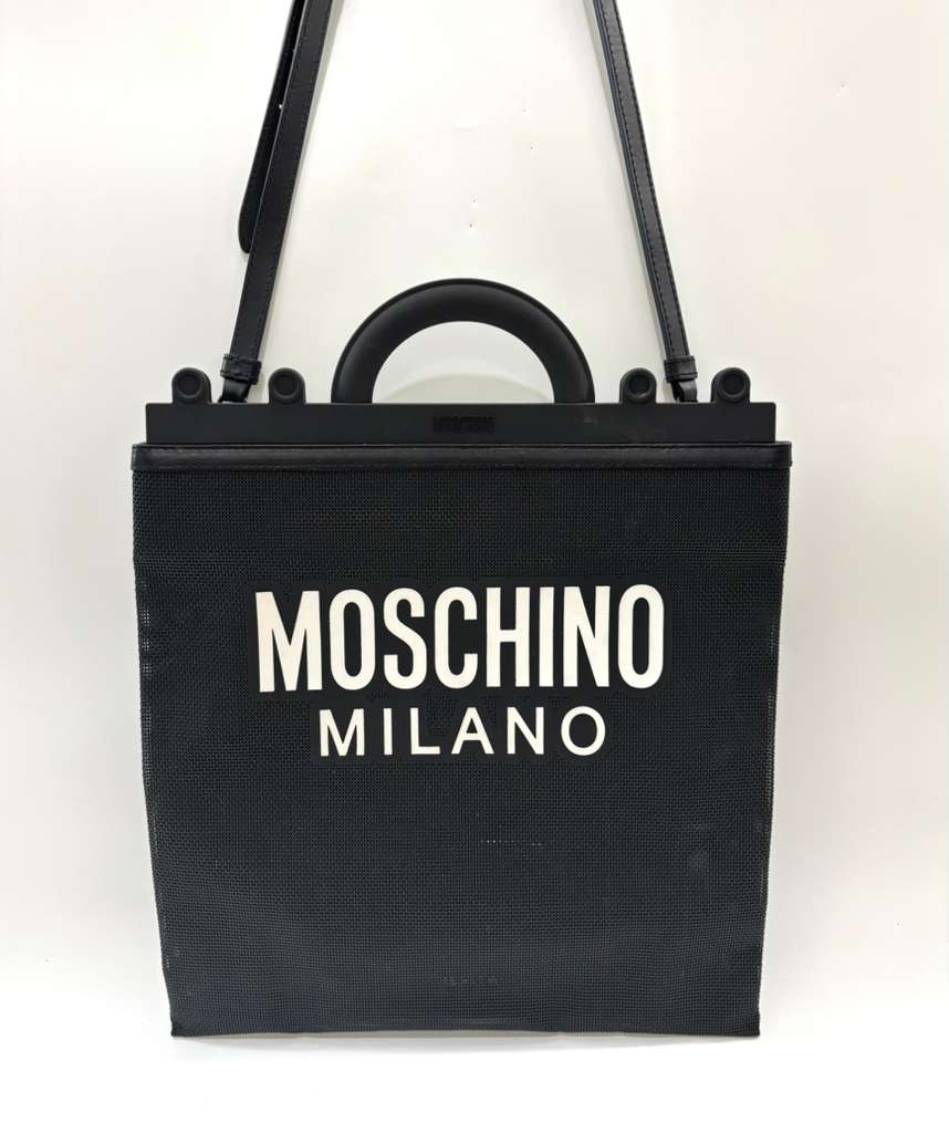 MOSCHINO MILANO MESH LOGO SHOPPER BAG