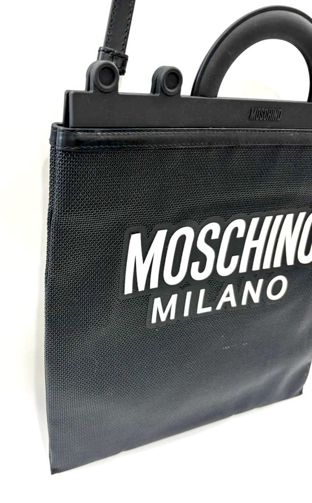 MOSCHINO MILANO MESH LOGO SHOPPER BAG