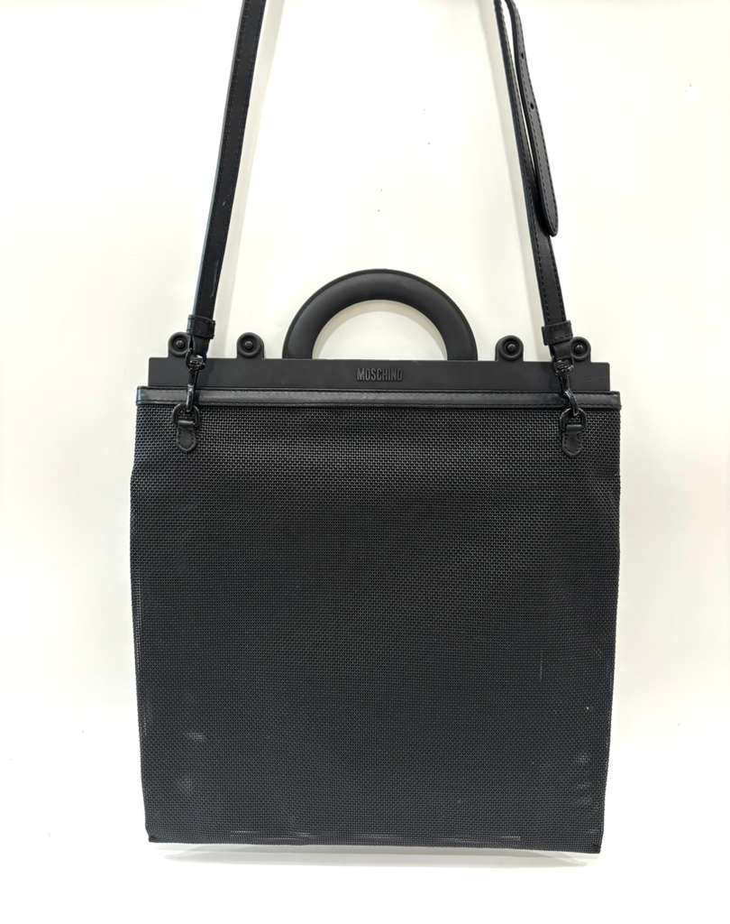 MOSCHINO MILANO MESH LOGO SHOPPER BAG