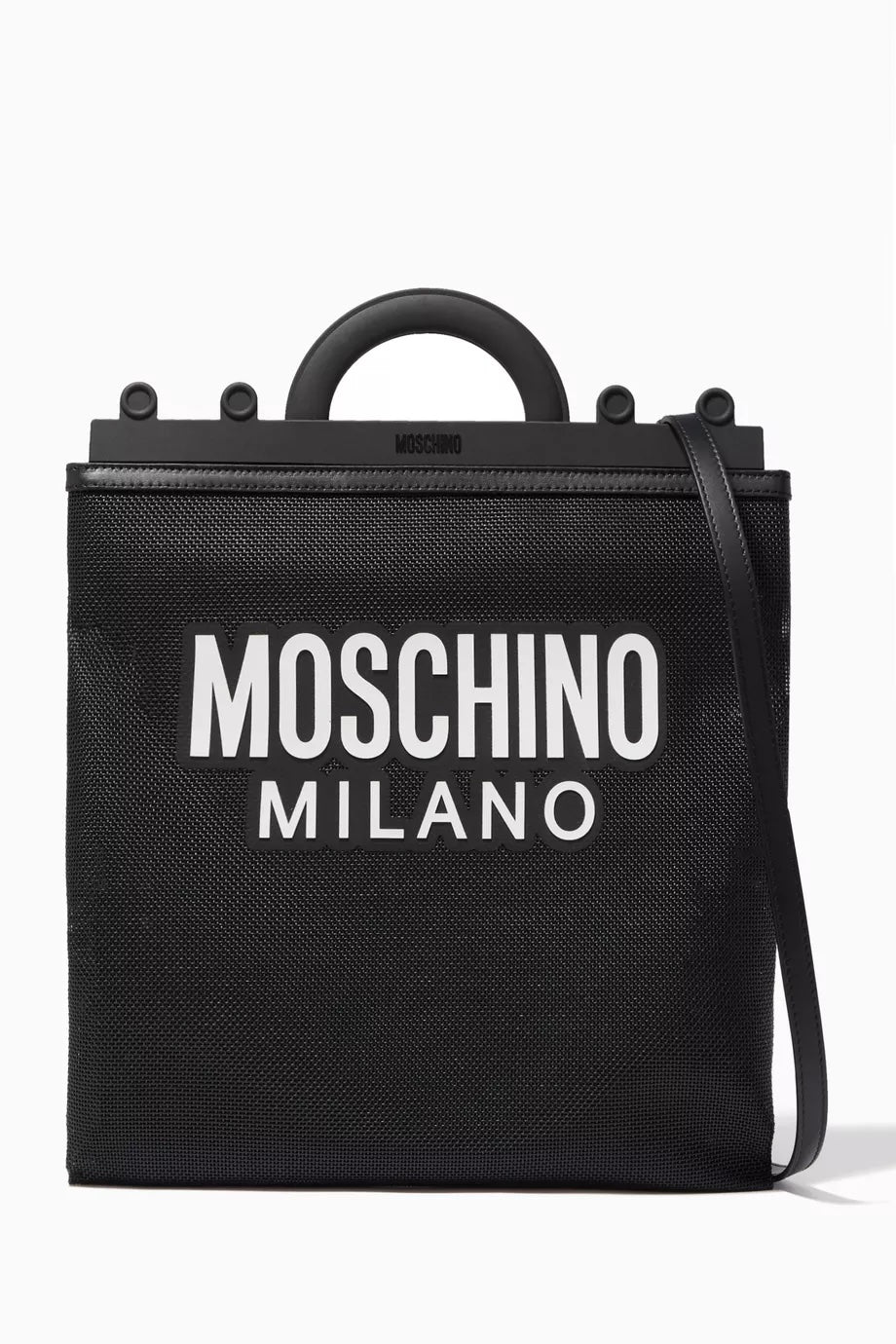 MOSCHINO MILANO MESH LOGO SHOPPER BAG