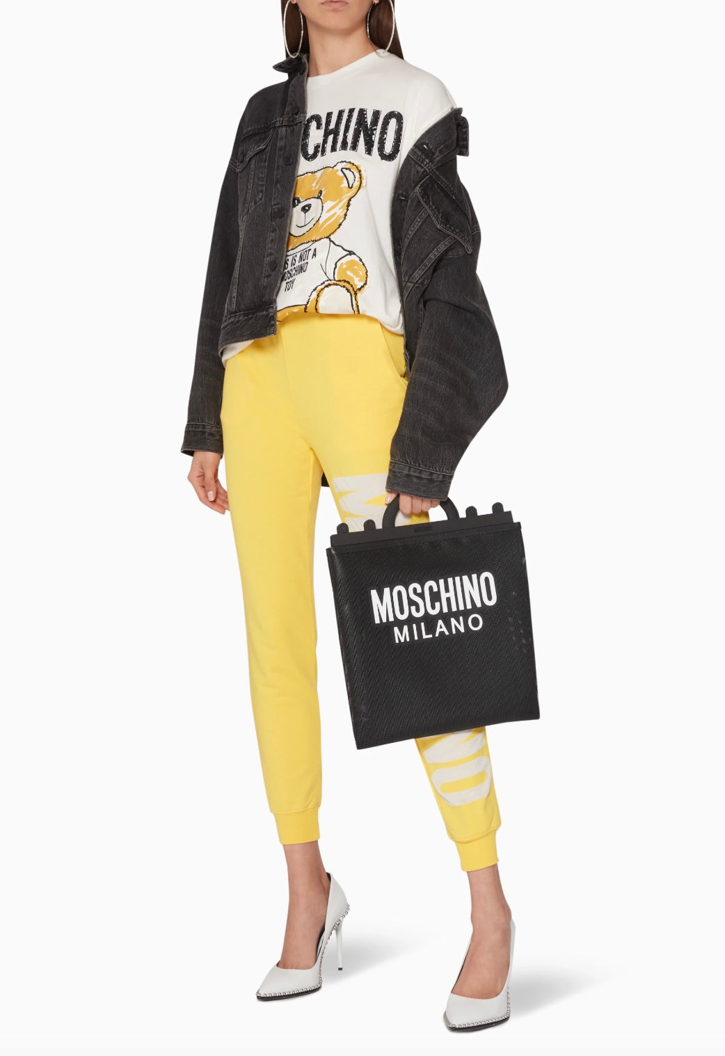 MOSCHINO MILANO MESH LOGO SHOPPER BAG