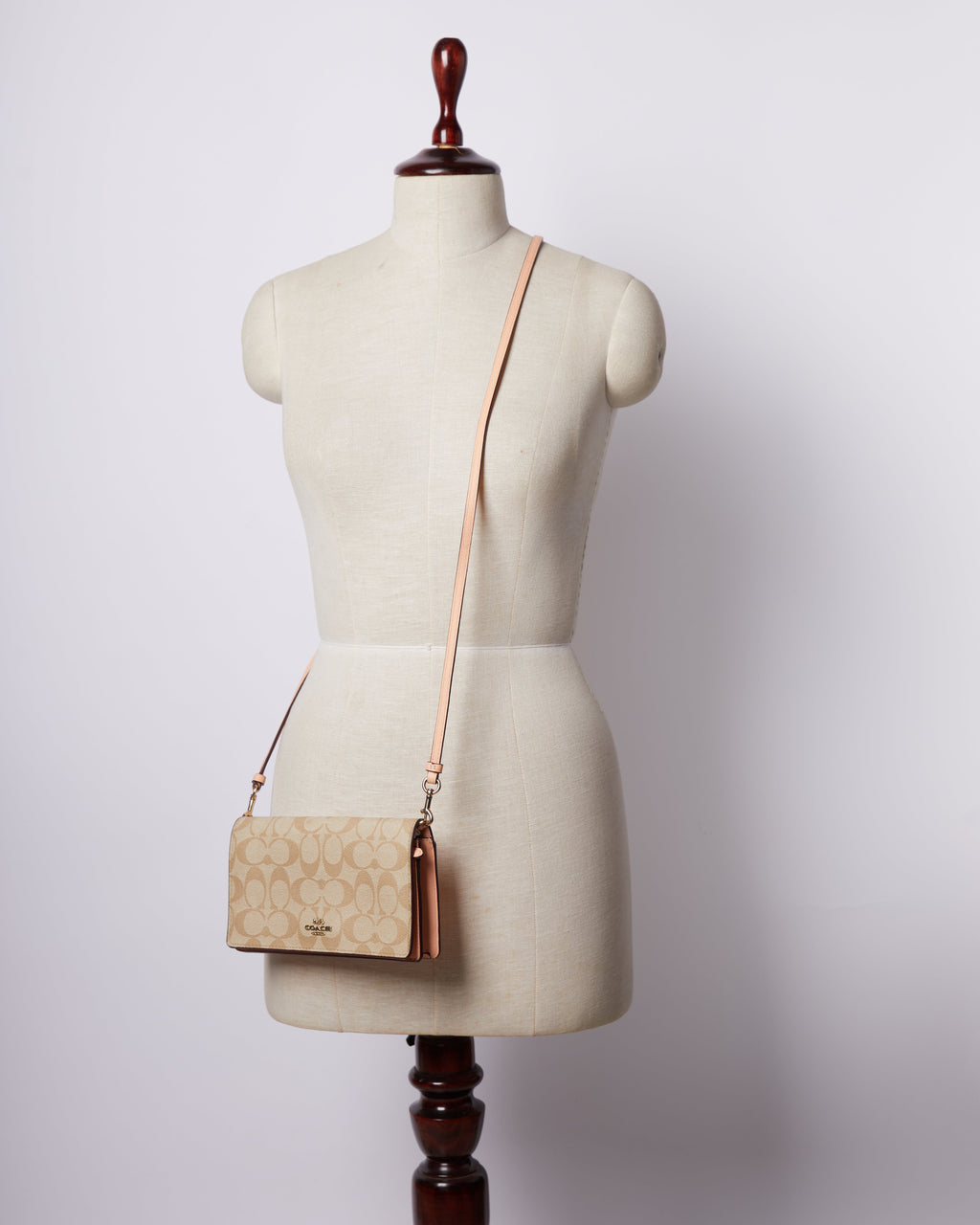 New Coach Signature Monogram Wallet With Removable Strap