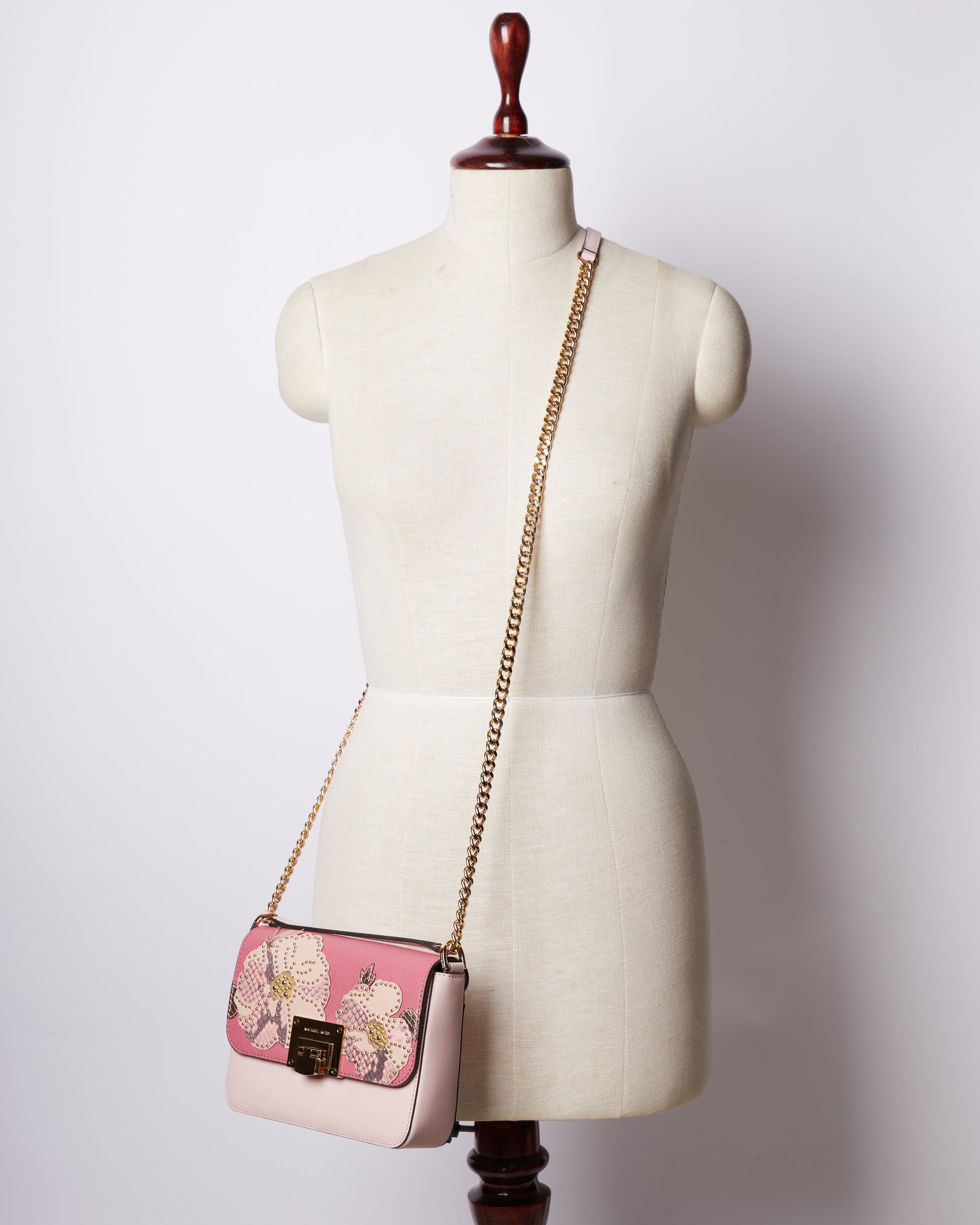 New ML Leather Crossbody Bag With Floral Work