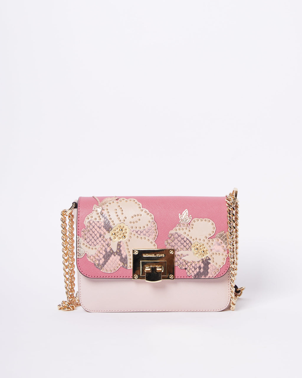 New ML Leather Crossbody Bag With Floral Work