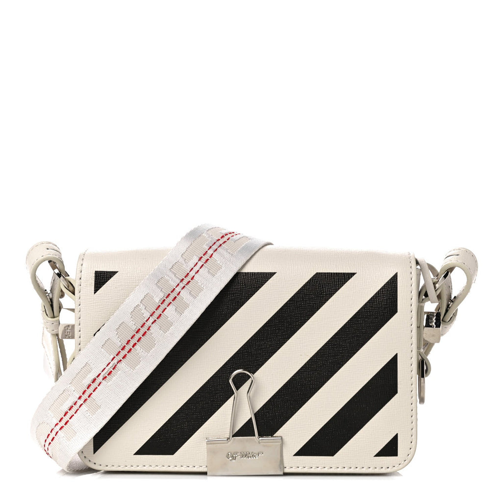 OFF WHITE Diagonal Print Mini Binder Clip Crossbody Bag