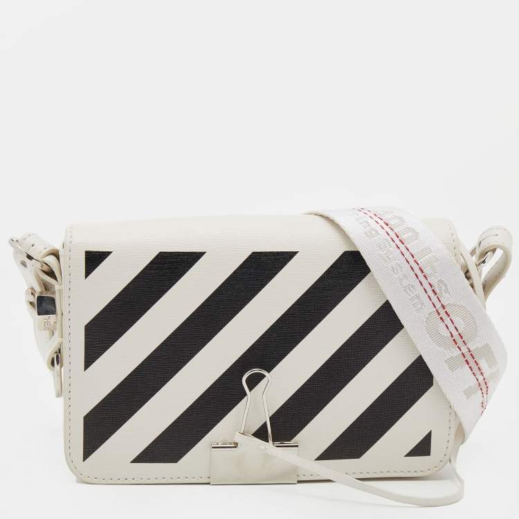 OFF WHITE Diagonal Print Mini Binder Clip Crossbody Bag