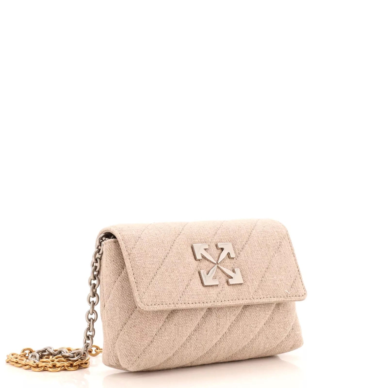OFF-WHITE QUILTED LINEN JACKHAMMER 17 CROSSBODY BAG