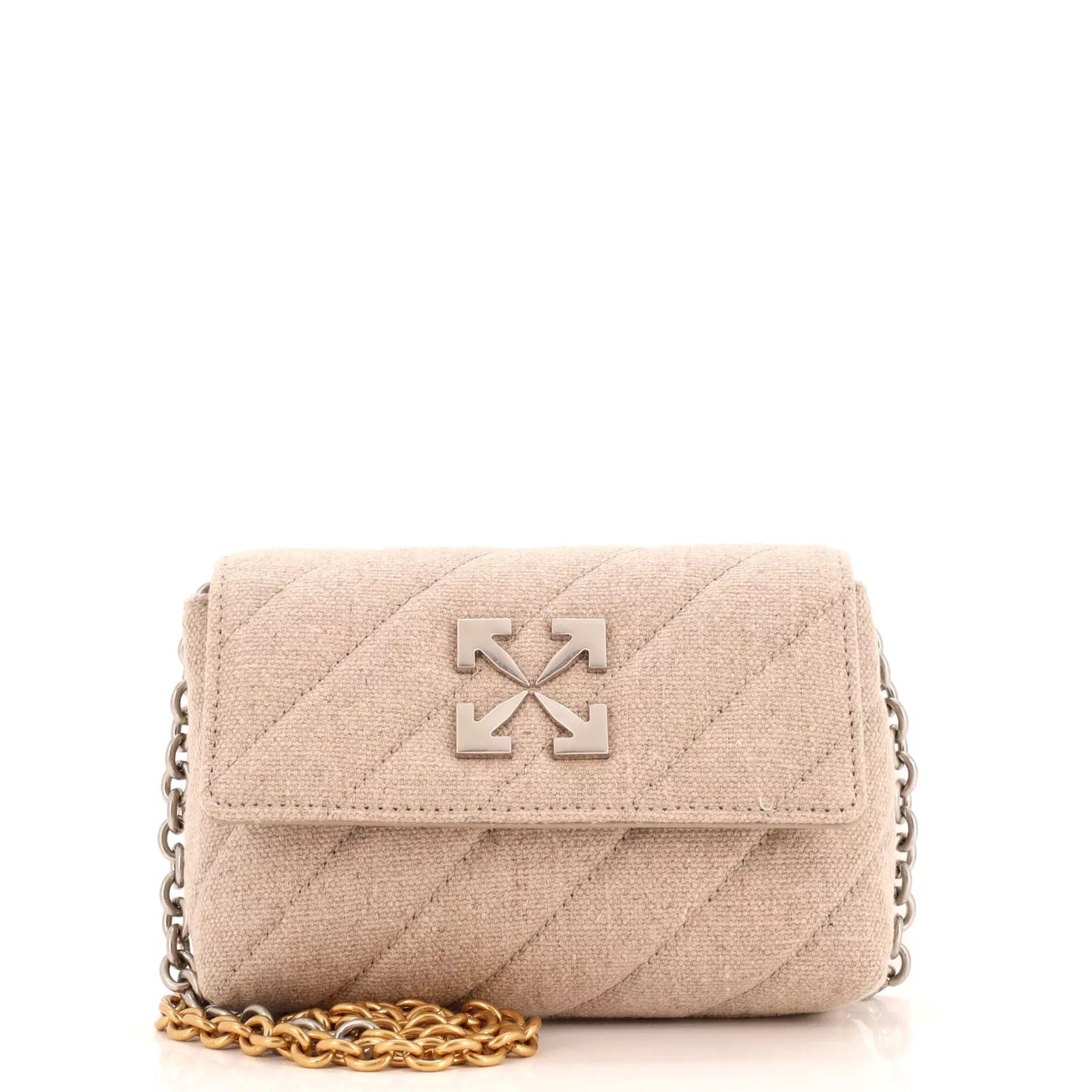 OFF-WHITE QUILTED LINEN JACKHAMMER 17 CROSSBODY BAG