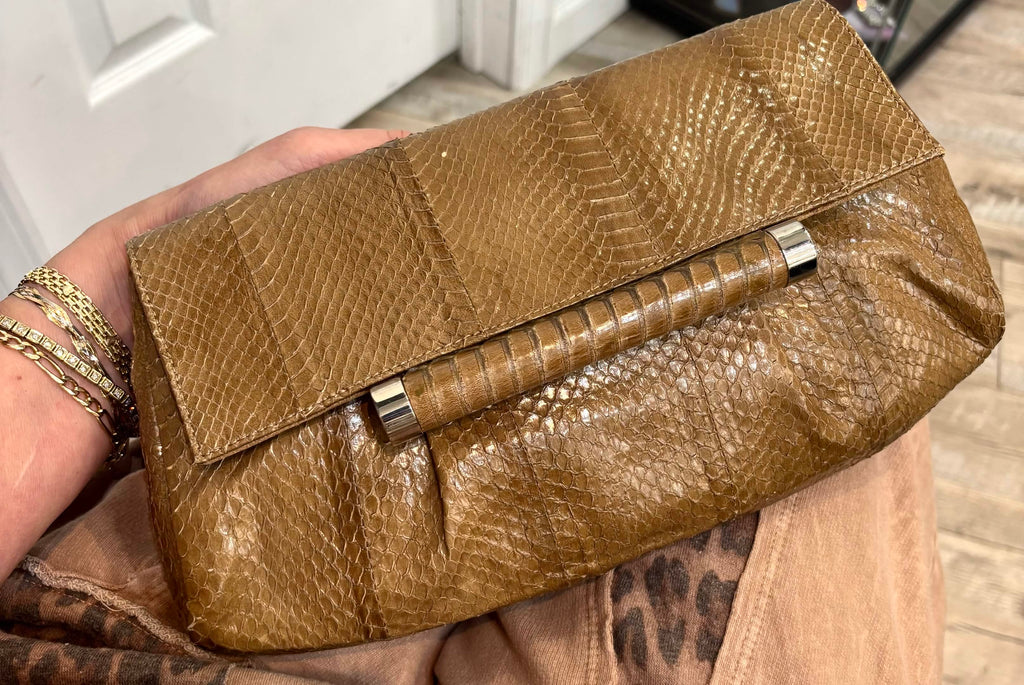 PANTERA PYTHON LEATHER CLUTCH BAG