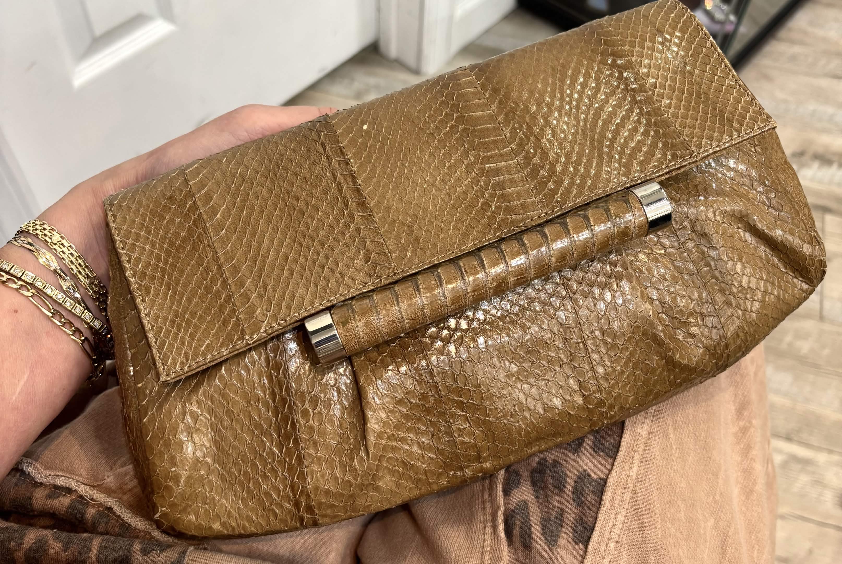 PANTERA PYTHON LEATHER CLUTCH BAG