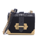 PRADA CAHIER MICRO VELVEL LEATHER CROSSBODY BAG