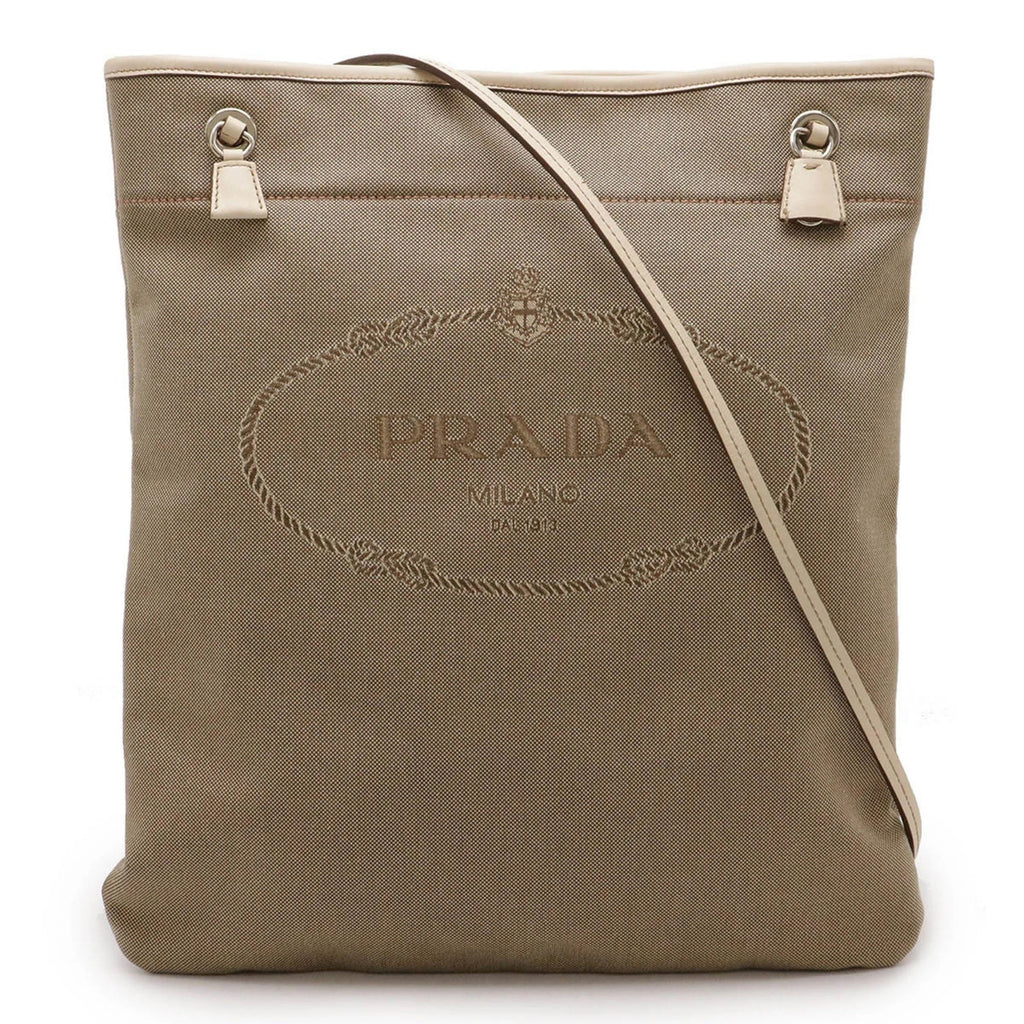PRADA JACQUARD CANVAS CANAPA LOGO SHOULDER BAG