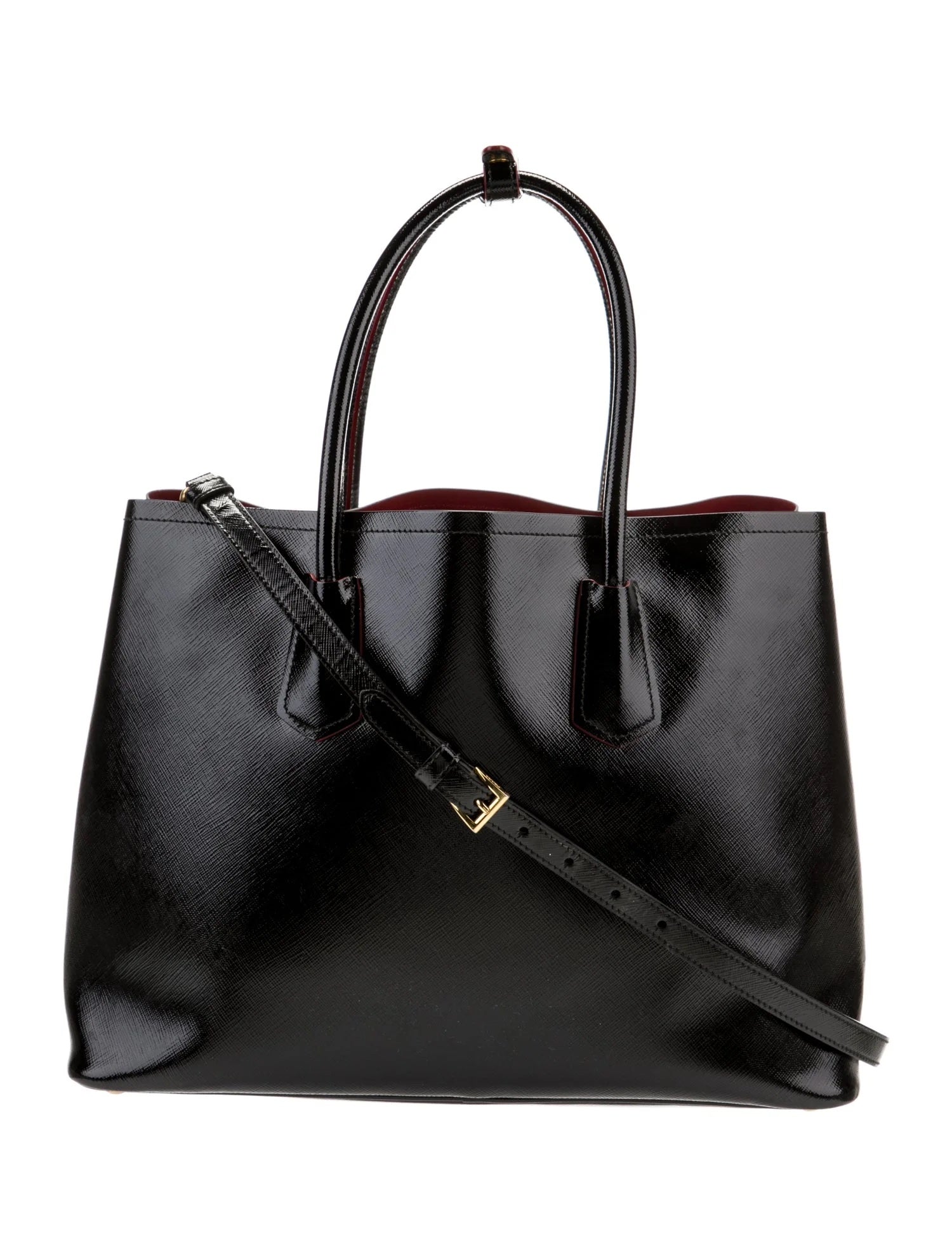 PRADA SHINY SAFFIANO VERNICE LEATHER DOUBLE HANDLE TOTE BAG