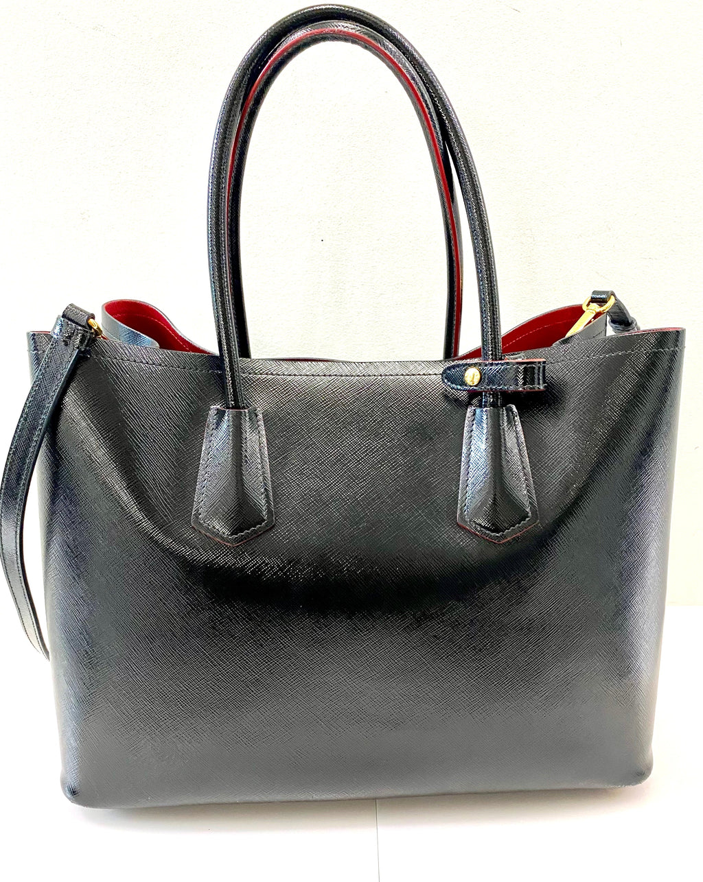 PRADA SHINY SAFFIANO VERNICE LEATHER DOUBLE HANDLE TOTE BAG