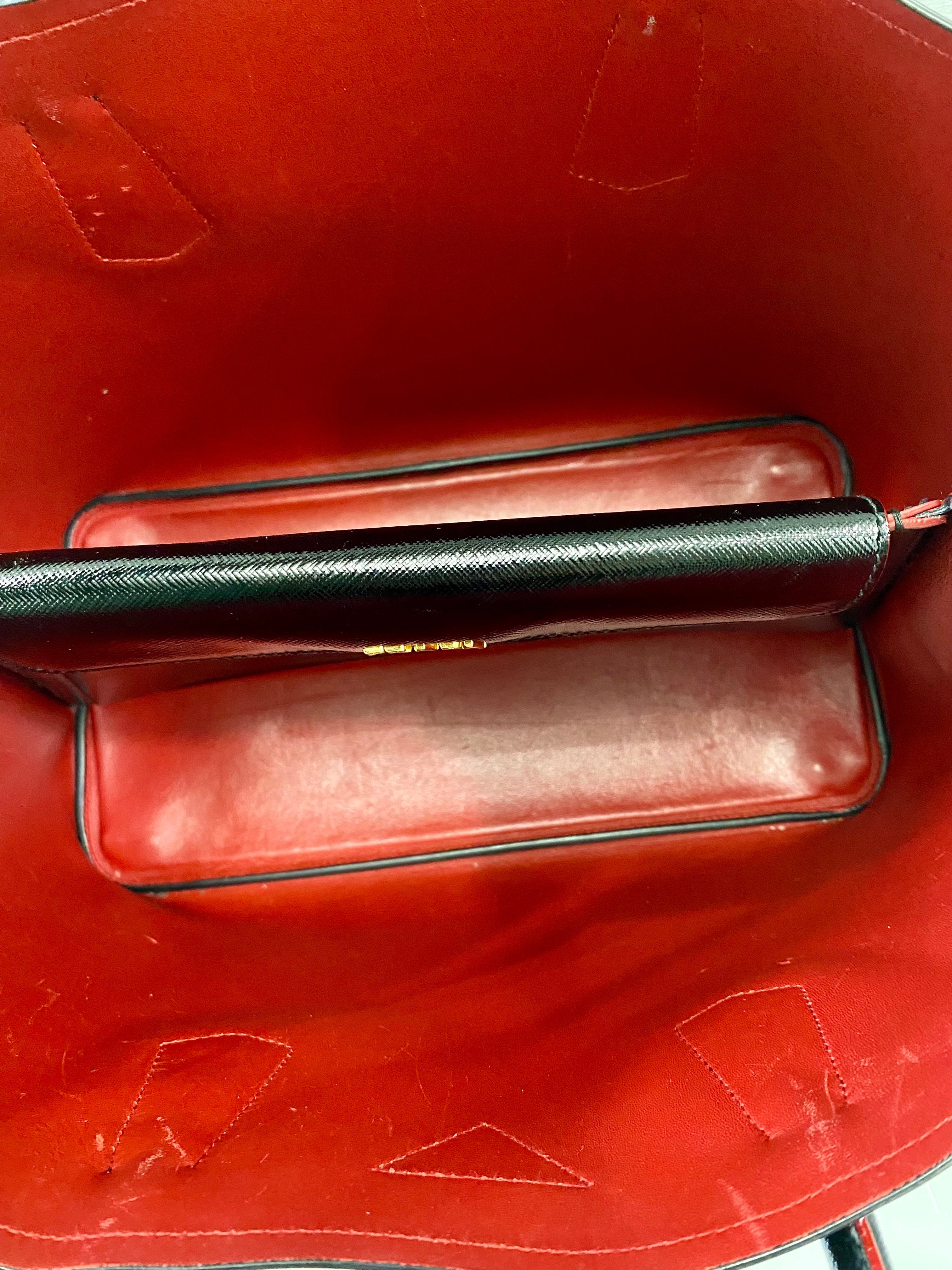 PRADA SHINY SAFFIANO VERNICE LEATHER DOUBLE HANDLE TOTE BAG