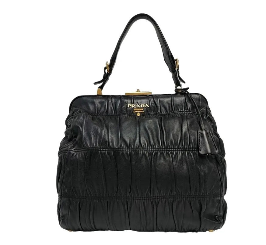 PRADA NAPPA GAUFRE LEATHER TOP HANDLE BAG