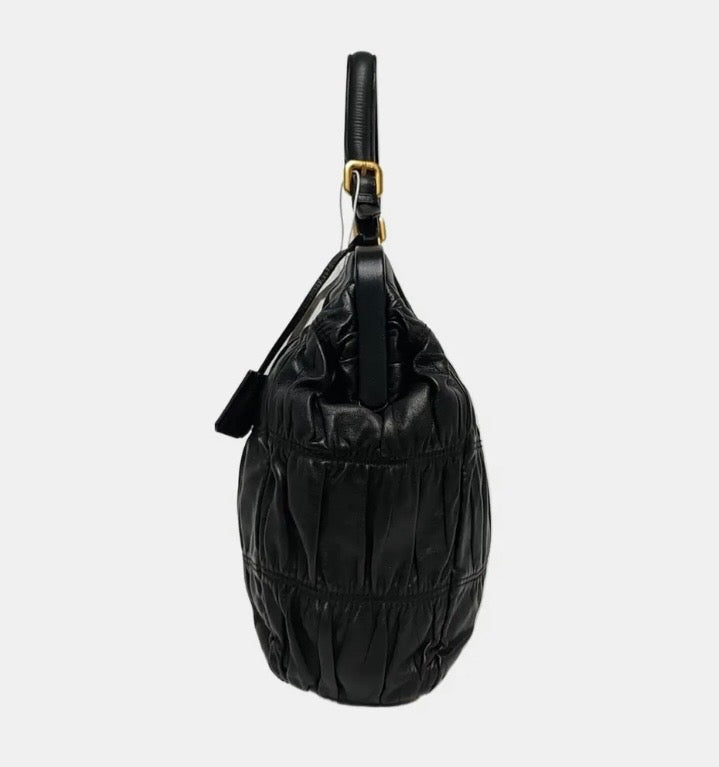 PRADA NAPPA GAUFRE LEATHER TOP HANDLE BAG