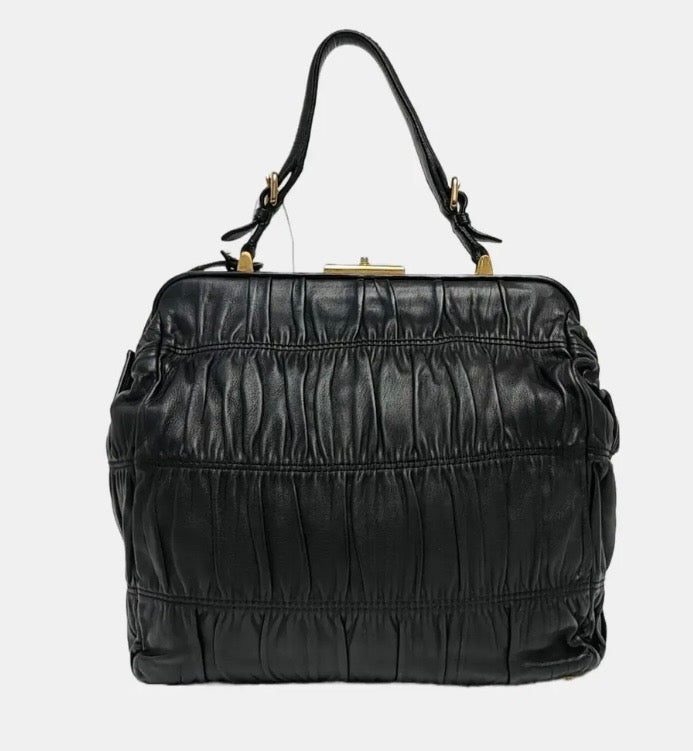 PRADA NAPPA GAUFRE LEATHER TOP HANDLE BAG