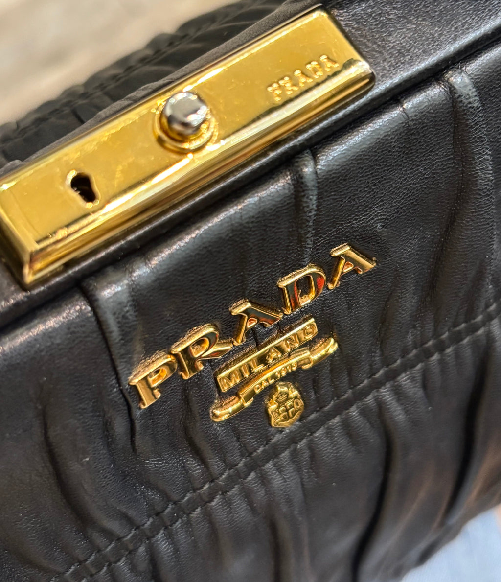 PRADA NAPPA GAUFRE LEATHER TOP HANDLE BAG