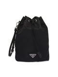 PRADA RE-NYLON TRIANGLE LOGO PLAQUE BUCKET POUCH WRISTLET