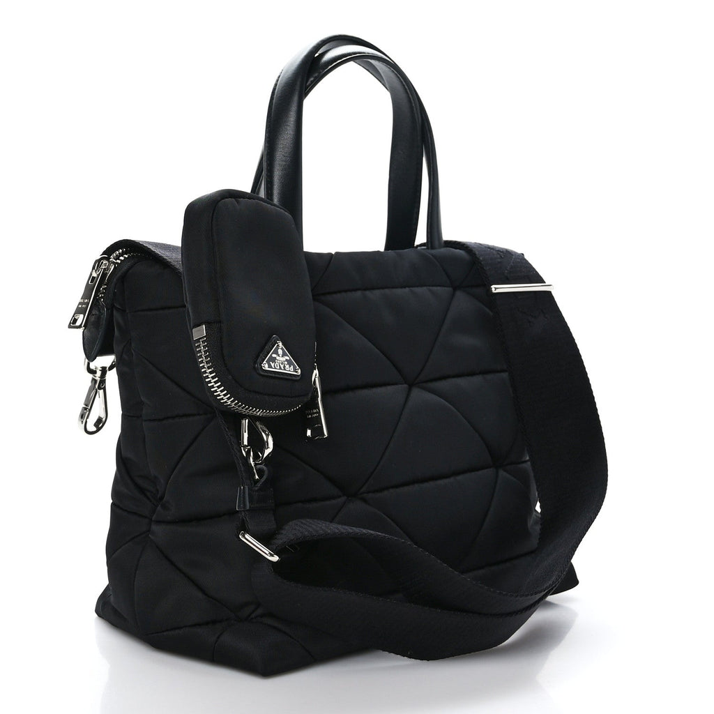 PRADA RE-NYLON TESSUTO NAPPA QUILTED PADDED ZIP TOTE BAG