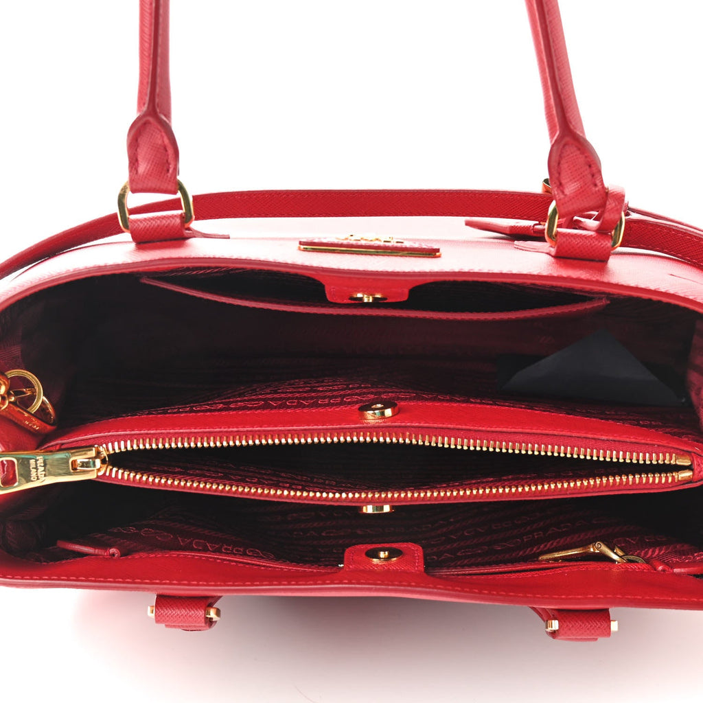 PRADA SAFFIANO LEATHER MEDIUM GALLERIA DOUBLE ZIP TOTE BAG
