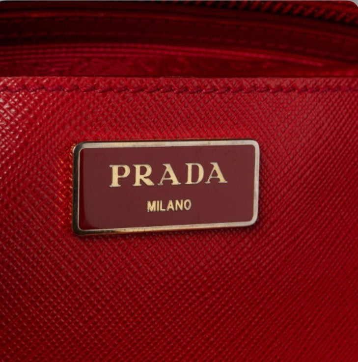 PRADA SAFFIANO LEATHER MEDIUM GALLERIA DOUBLE ZIP TOTE BAG