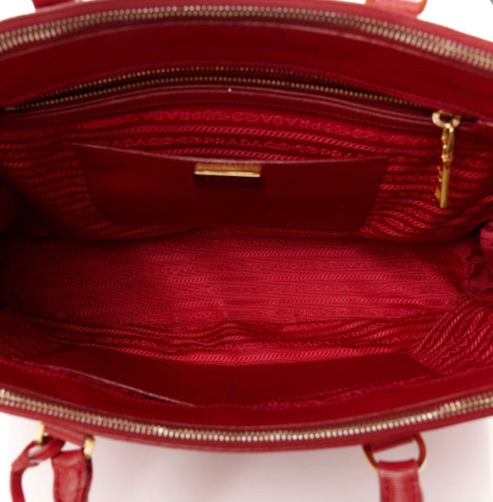 PRADA SAFFIANO LEATHER MEDIUM GALLERIA DOUBLE ZIP TOTE BAG