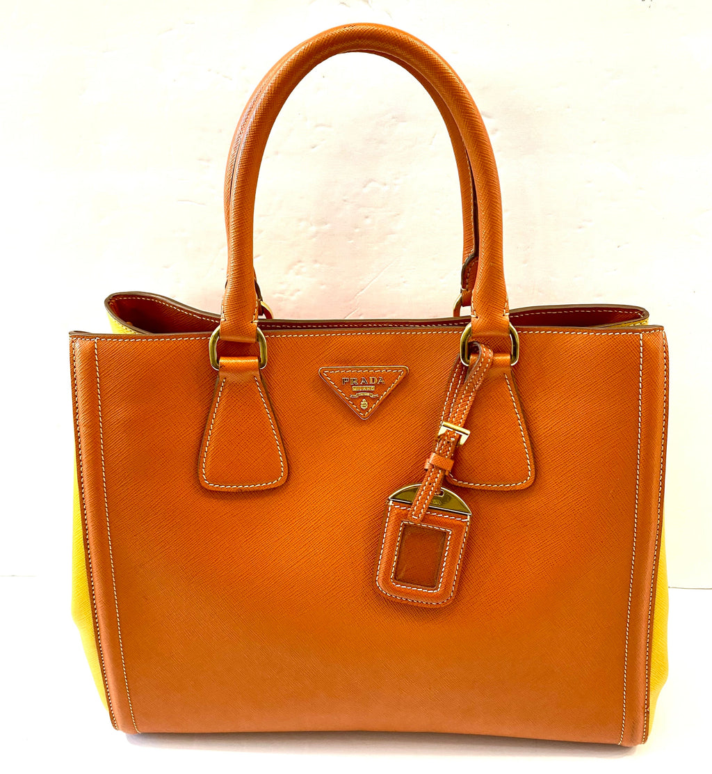 PRADA SAFFIANO LEATHER TWO-TONE GALLERIA TOTE BAG