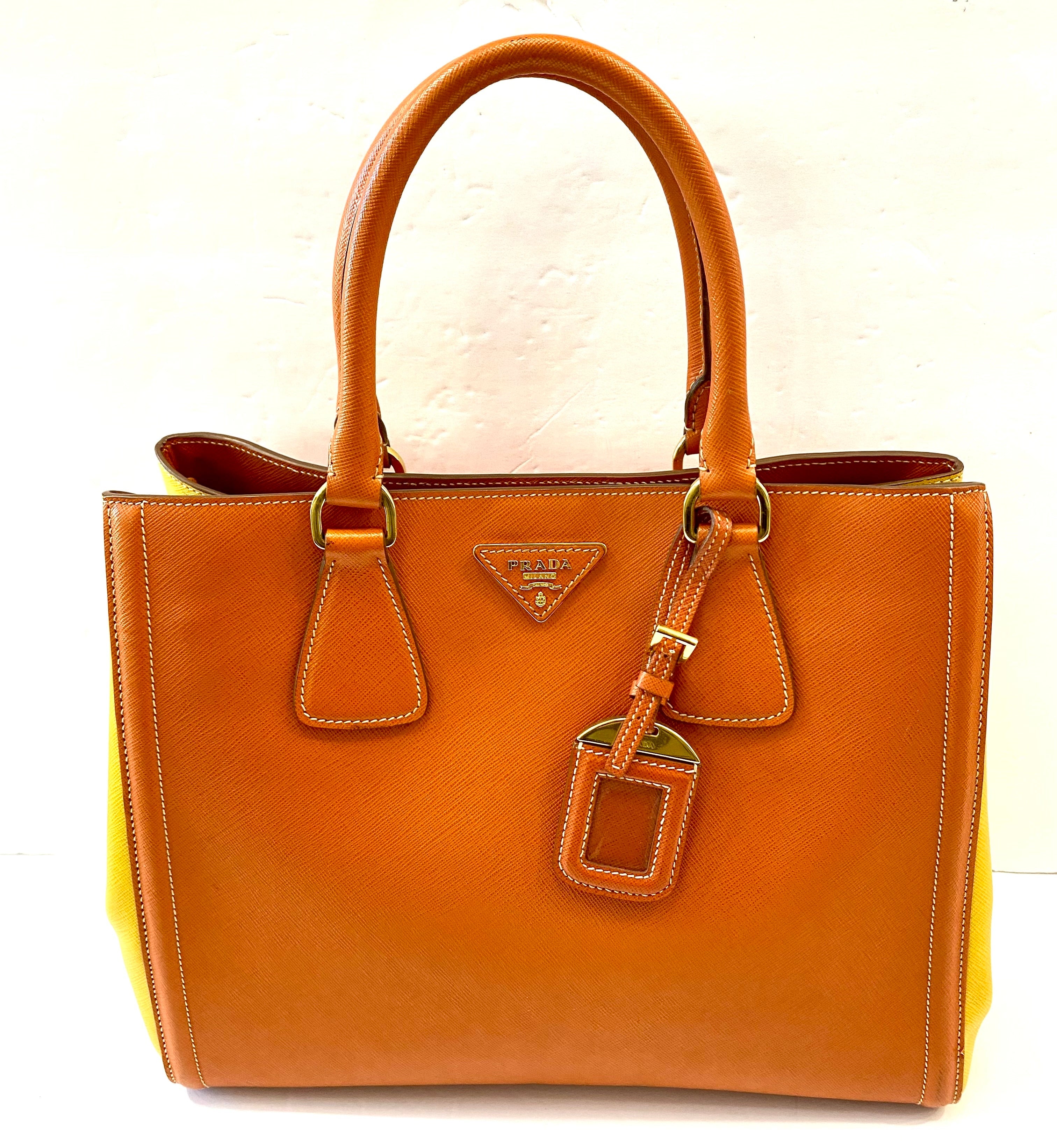 PRADA SAFFIANO LEATHER TWO-TONE GALLERIA TOTE BAG