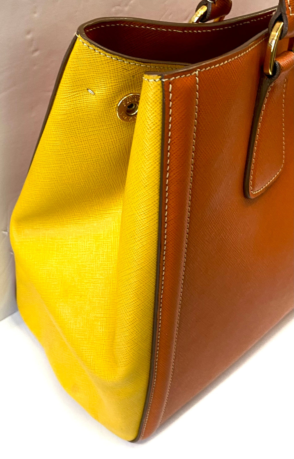 PRADA SAFFIANO LEATHER TWO-TONE GALLERIA TOTE BAG
