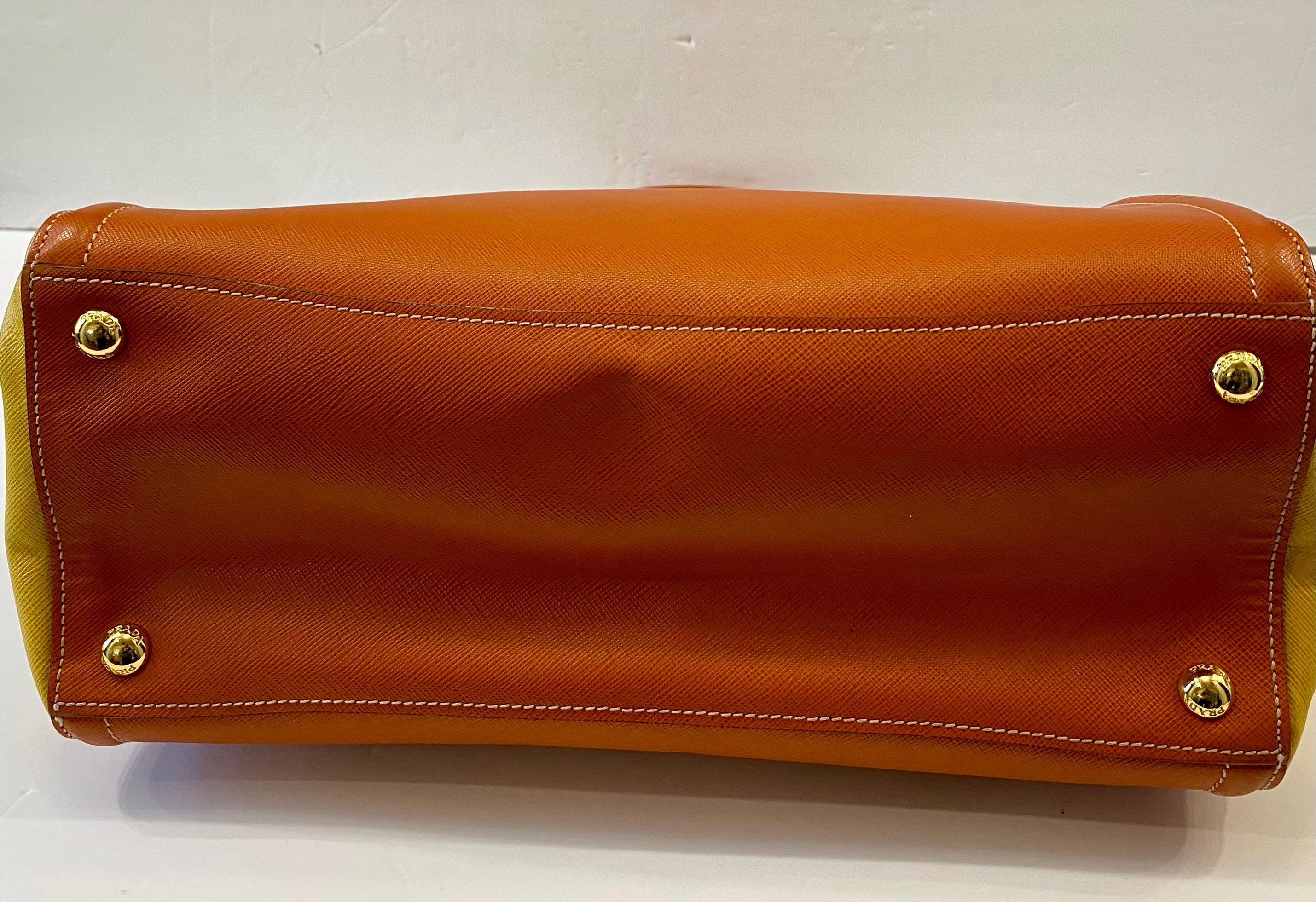 PRADA SAFFIANO LEATHER TWO-TONE GALLERIA TOTE BAG