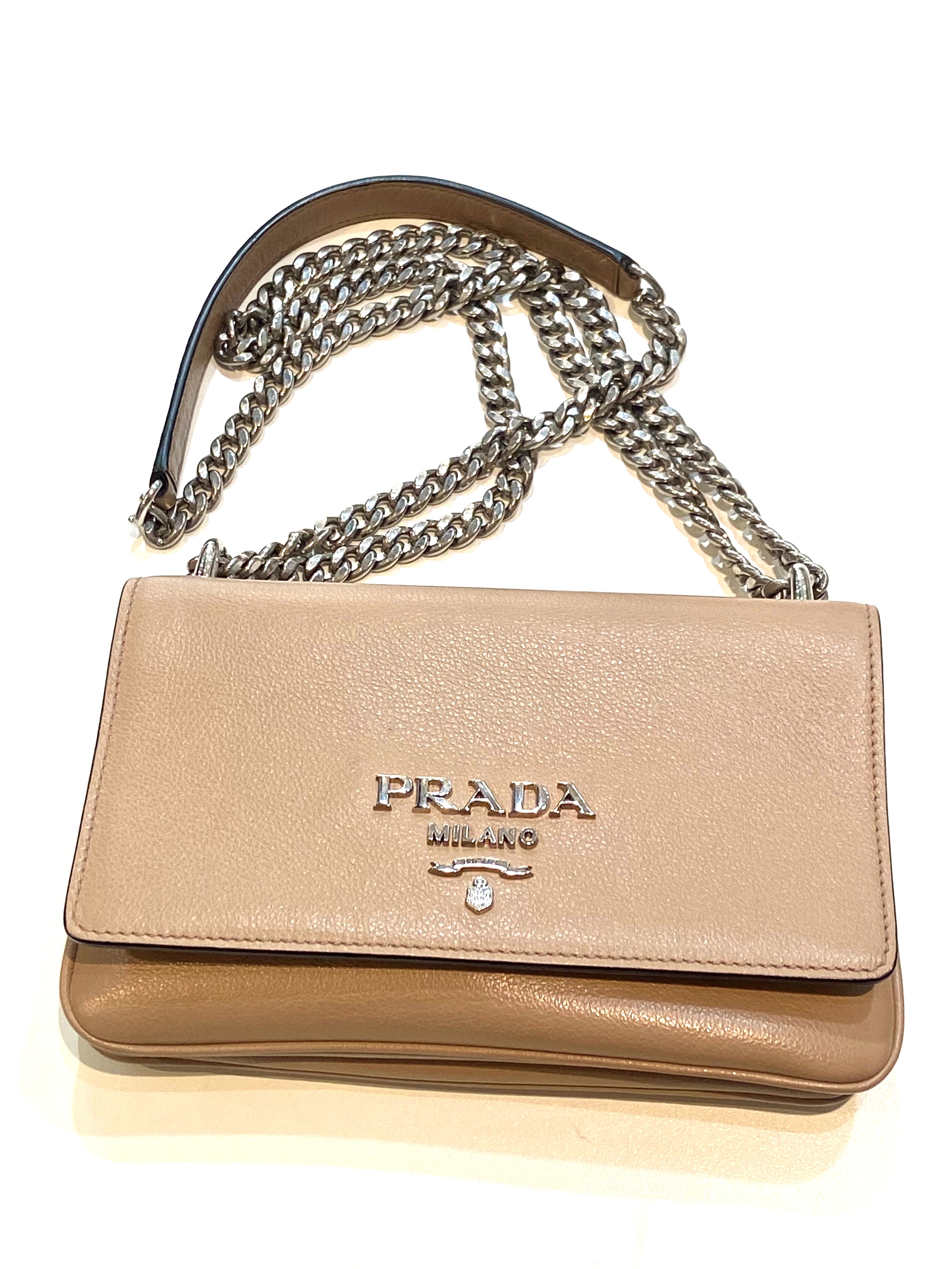 PRADA SOFT CALFSKIN CHAIN SHOULDER BAG