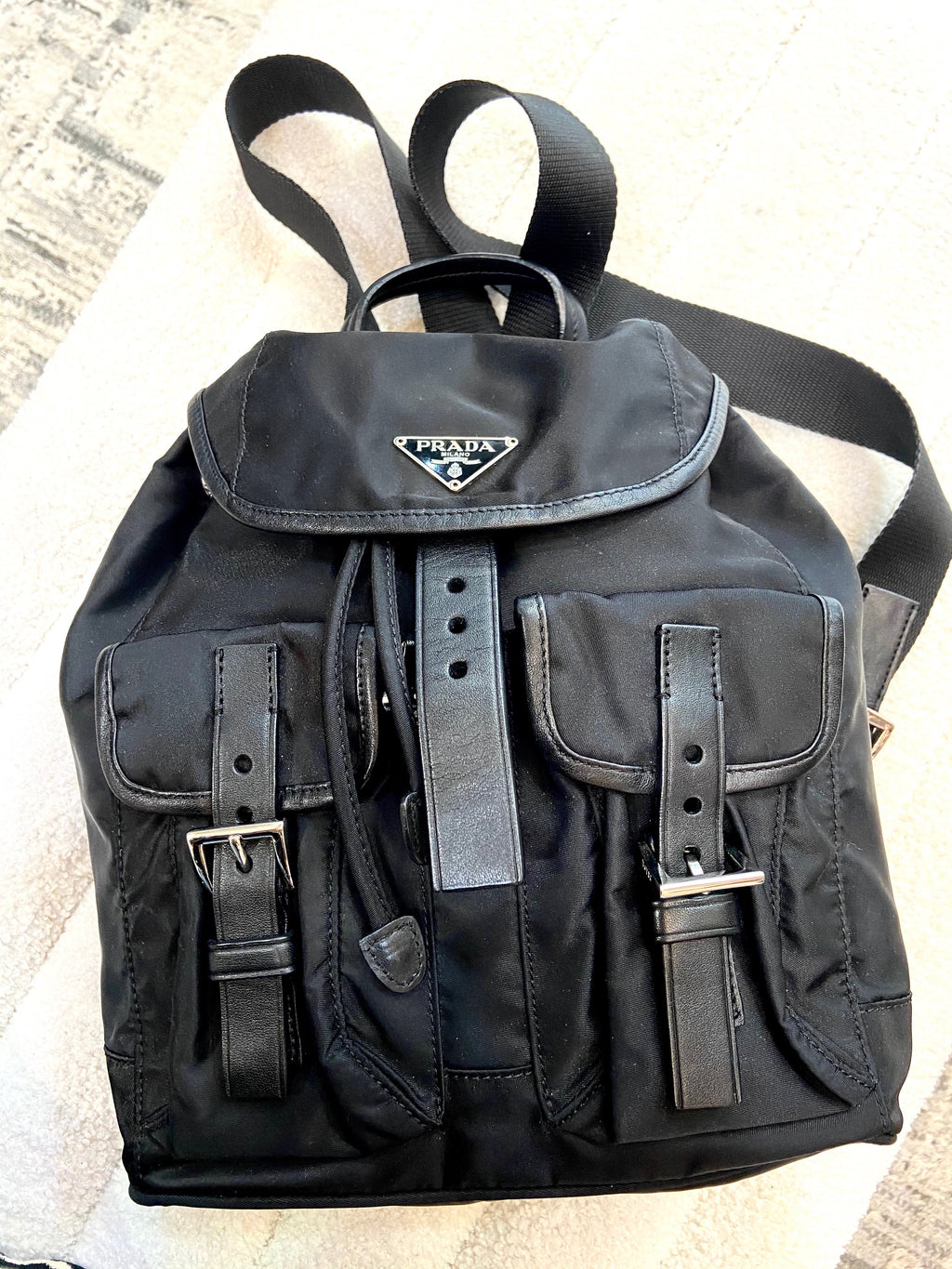 PRADA TESSUTO NYLON SAFFIANO SMALL BACKPACK
