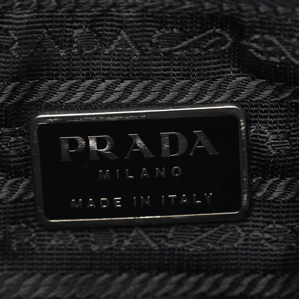 PRADA TESSUTO NYLON SOFT CALFSKIN LEATHER KIDNEY SHOULDER BAG