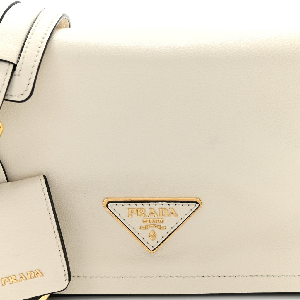 PRADA VITELLO DAINO LEATHER CROSSBODY FLAP BAG