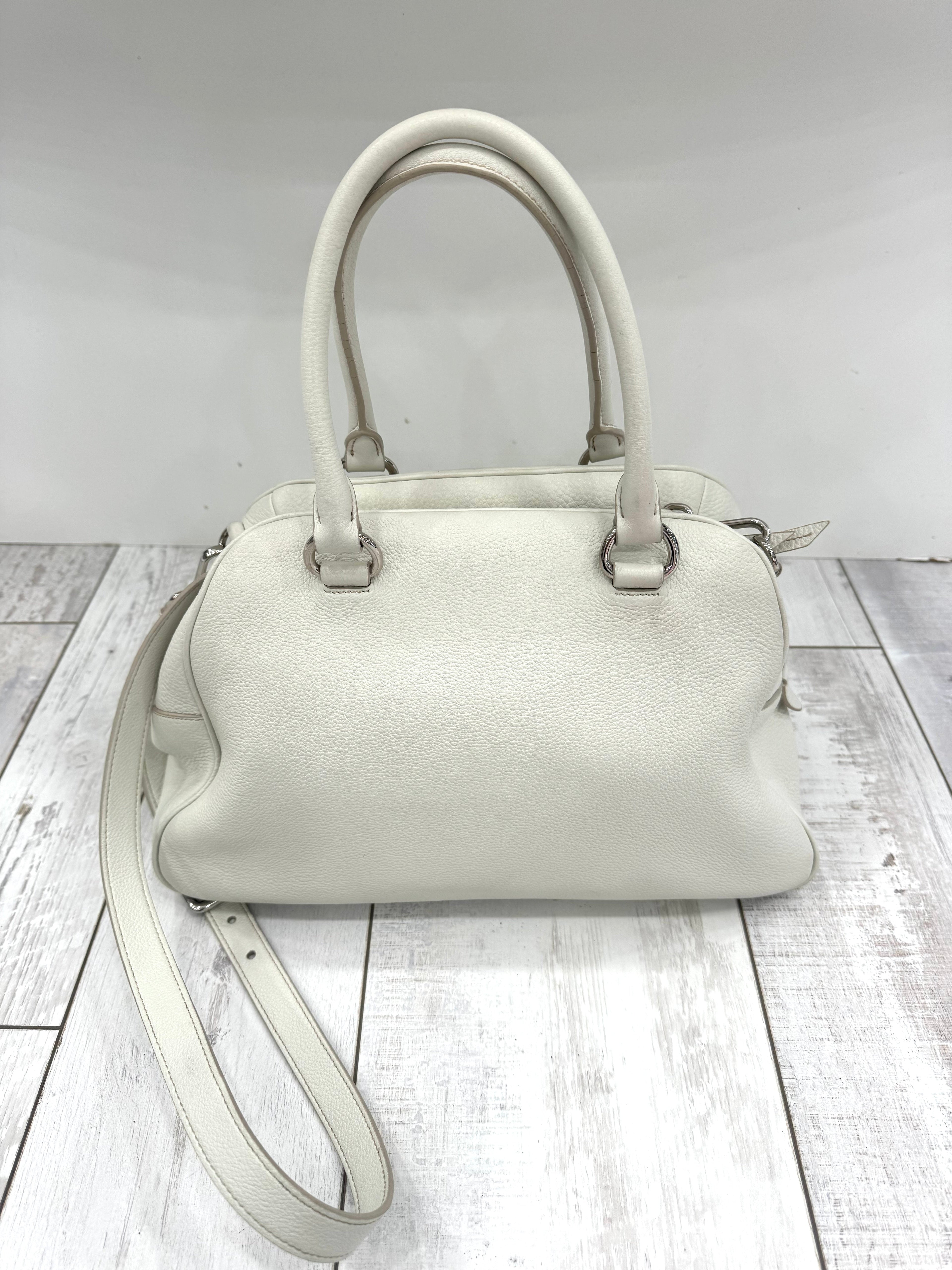 PRADA PEBBLED LEATHER VITELLO PHENIX BOWLING BAG