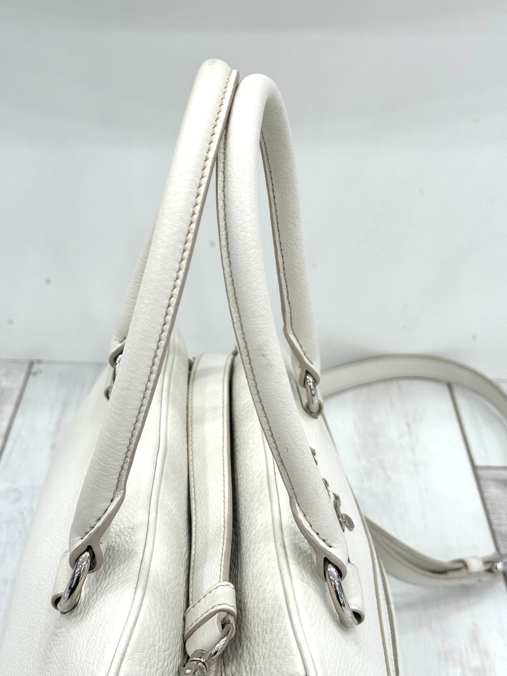PRADA PEBBLED LEATHER VITELLO PHENIX BOWLING BAG